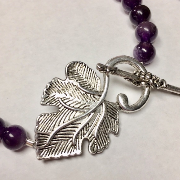 Genuine amethyst bracelet leaf clasp 6 1/2” wrist - Picture 2 of 6